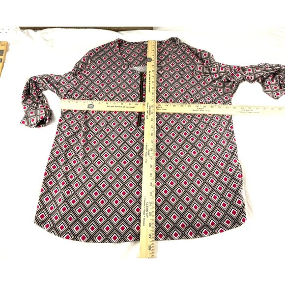 Roz & Ali Womens 2X Geometric Print Tunic Blouse - Picture 5 of 8